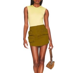 L’Academie Willa Mini Skirt in Olive Green. Size Medium